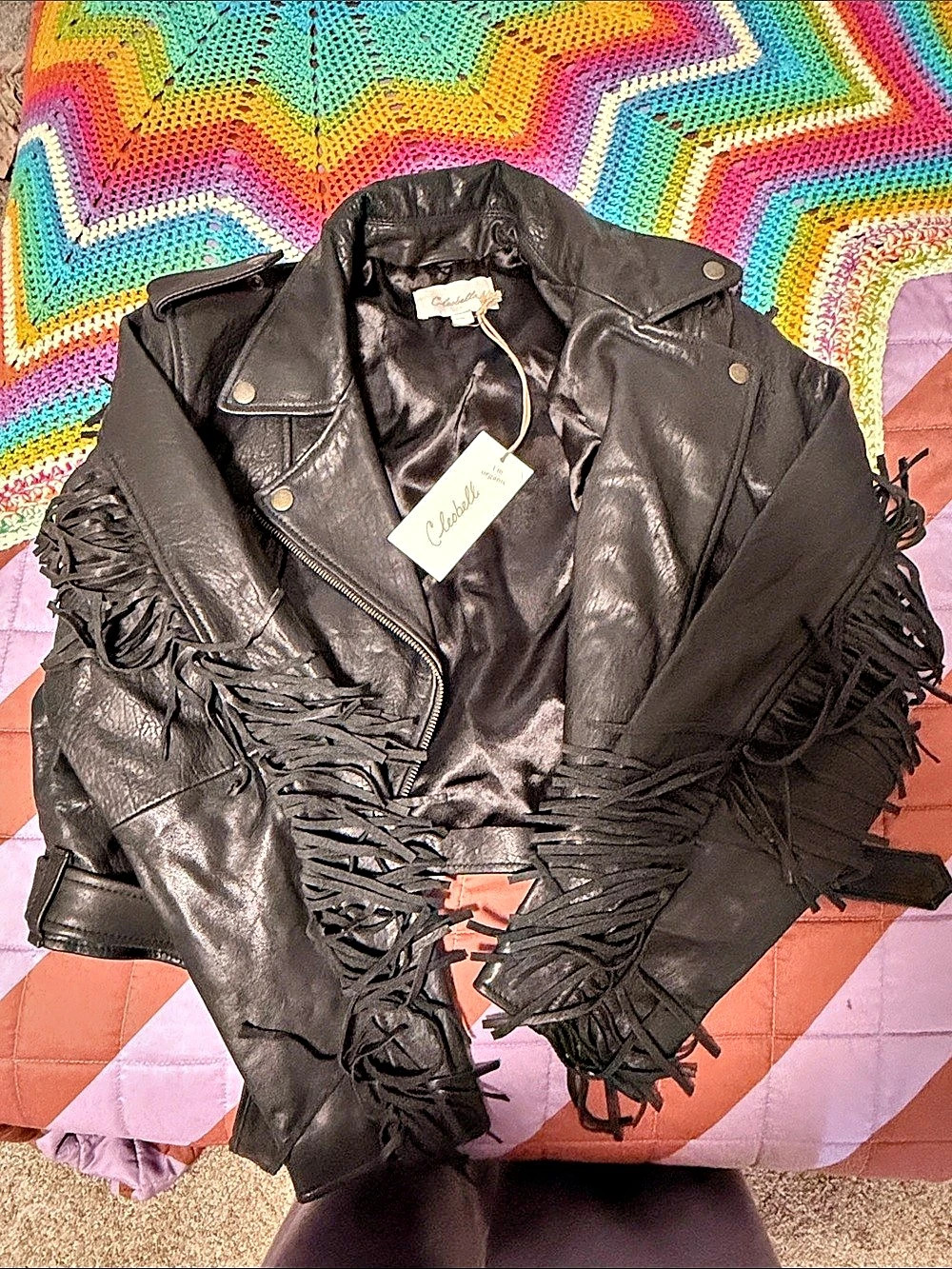 Cleobella Fringe Leather Jacket Size Medium NWT